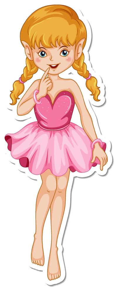 Cute fairy cartoon character sticker vector