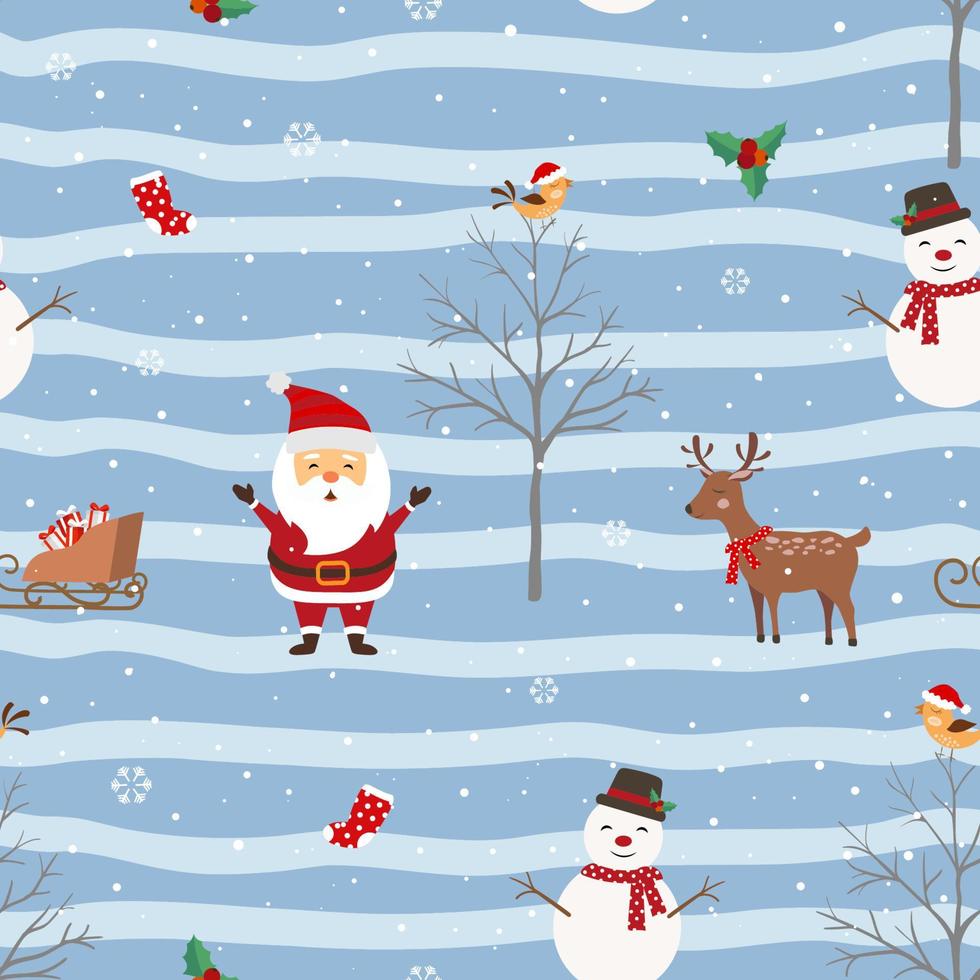 Christmas seamless pattern with Santa Claus happy on winter night vector