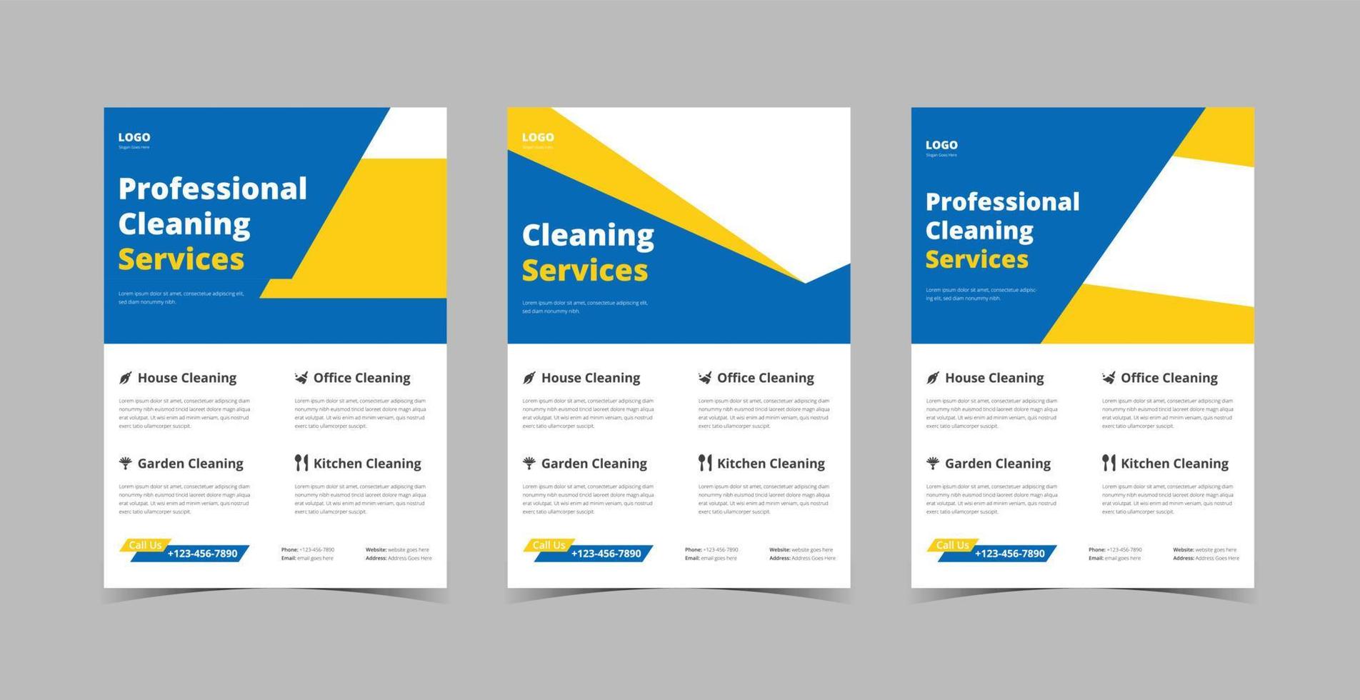 Cleaning service flyer design bundle vector