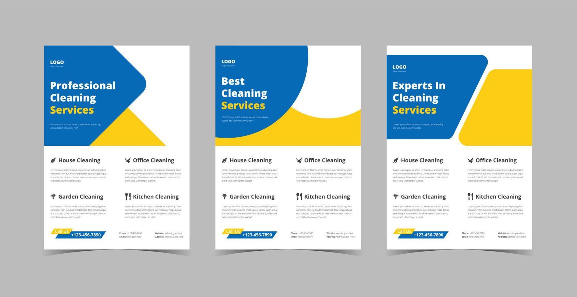 Cleaning service flyer design bundle vector