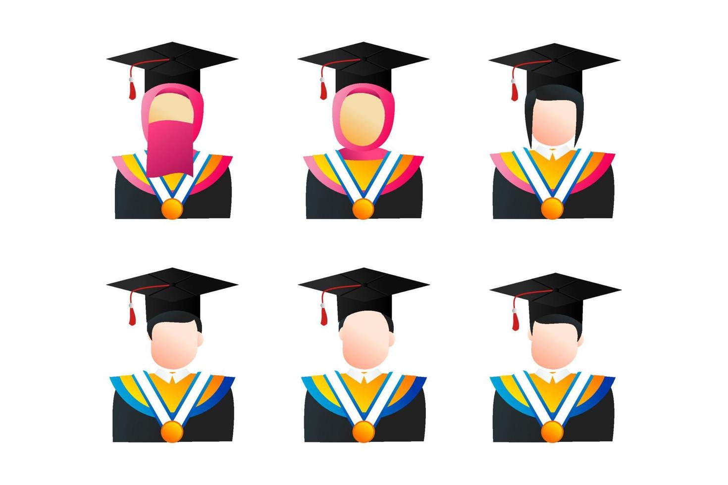 conjunto de estudiante de avatar de graduación. personas sin rostro para el perfil vector