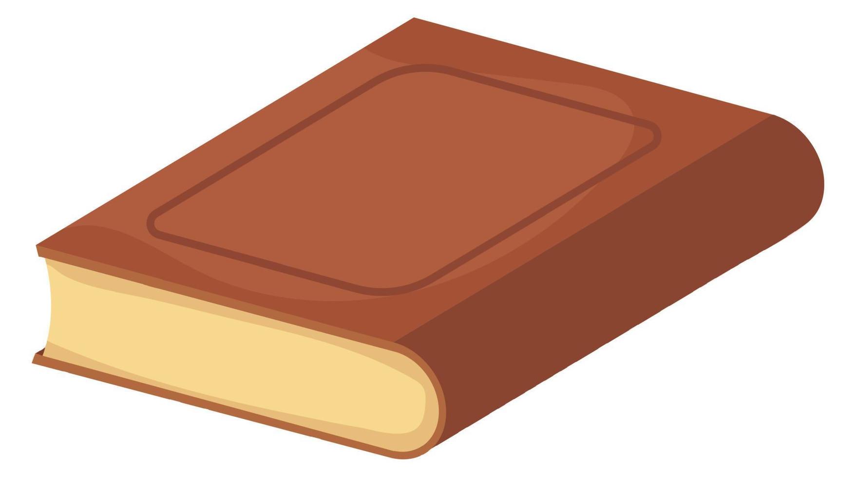 Old brown book lies in cartoon isometric style. Knowledge concept. vector