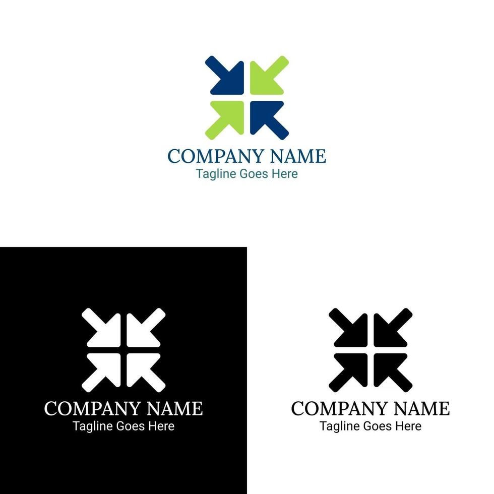Blue and green logo with four arrow cursors vector