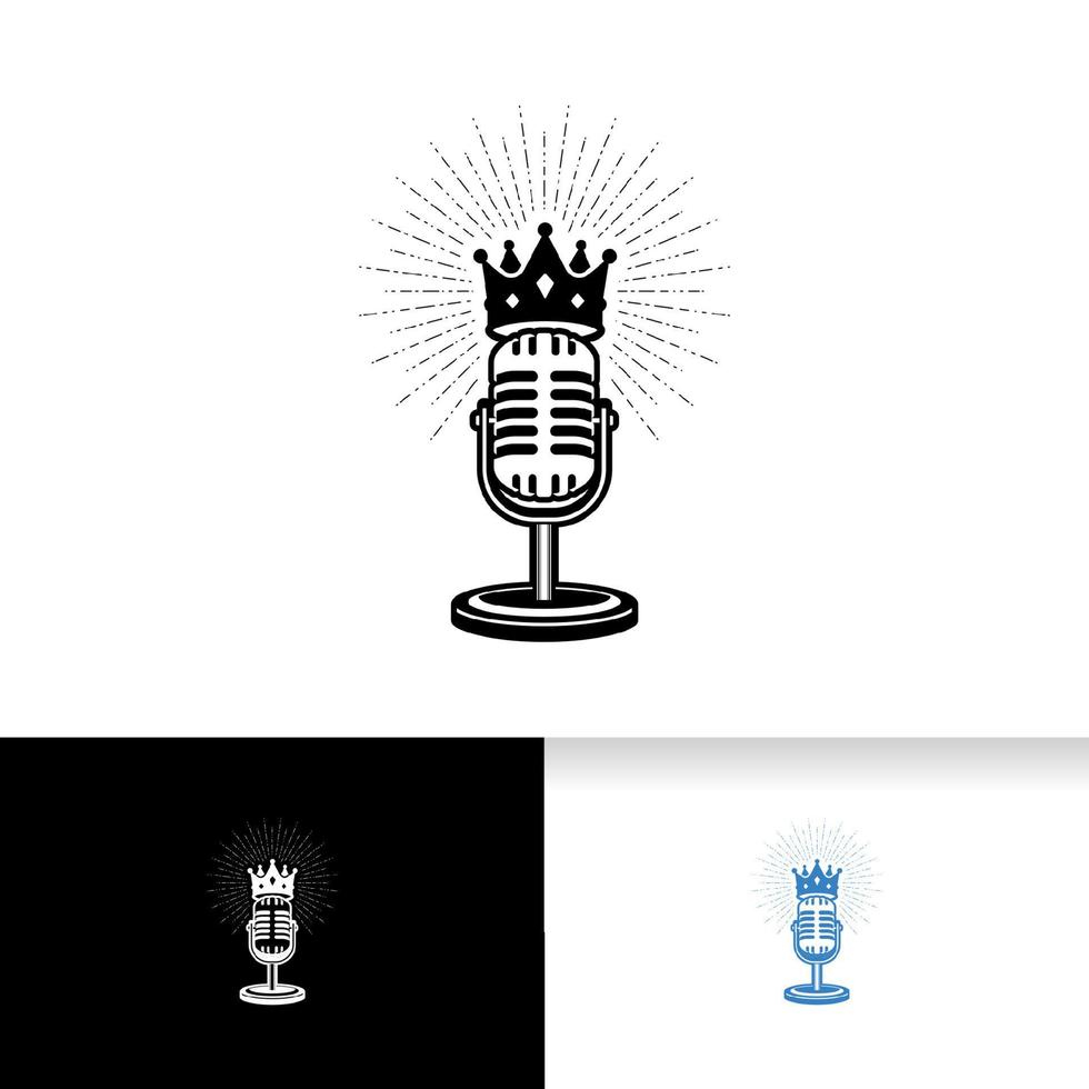King microphone vector  illustration in retro style. mic and crown