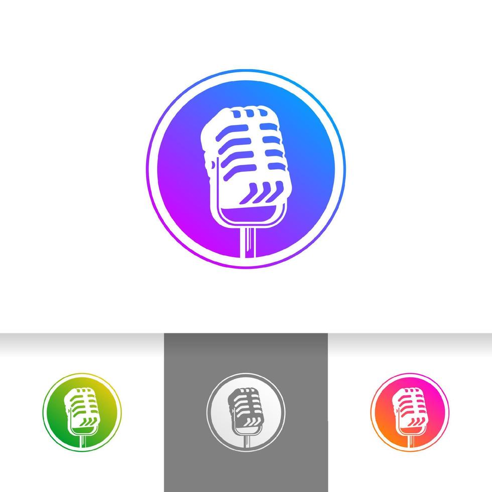 Ilustración de vector de micrófono de micrófono para podcast o emblema de logotipo de karaoke