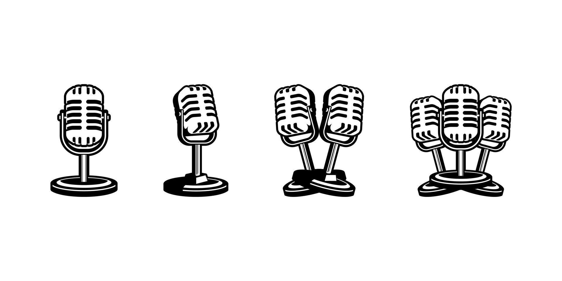 Ilustración de vector de micrófono micrófono en estilo retro. símbolo de señal de micrófono
