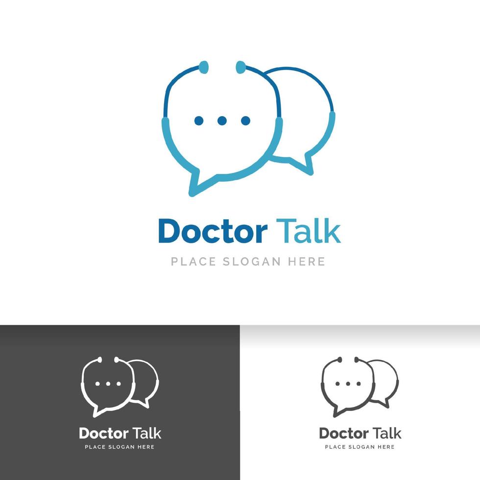 Doctor talk logo design template. Stethoscope isolated on bubble chat vector