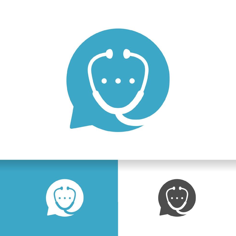 Health consult logo design. Stethoscope isolated on bubble chat vector