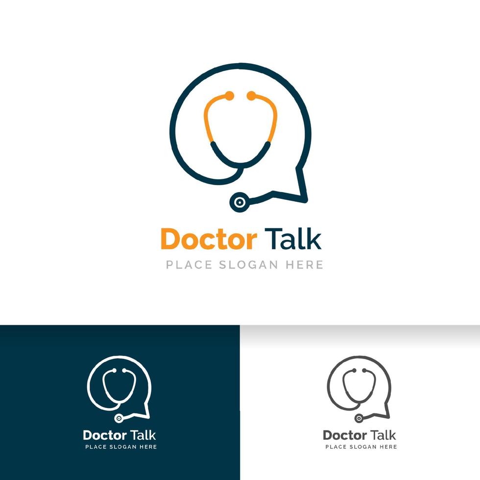 Health consult logo design. Stethoscope isolated on bubble chat vector