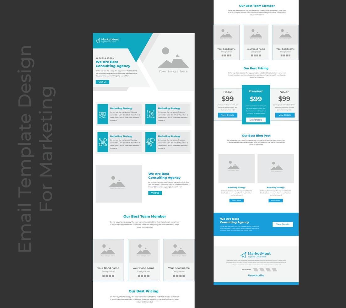 Geometric shape Email Marketing Template for corporate business vector