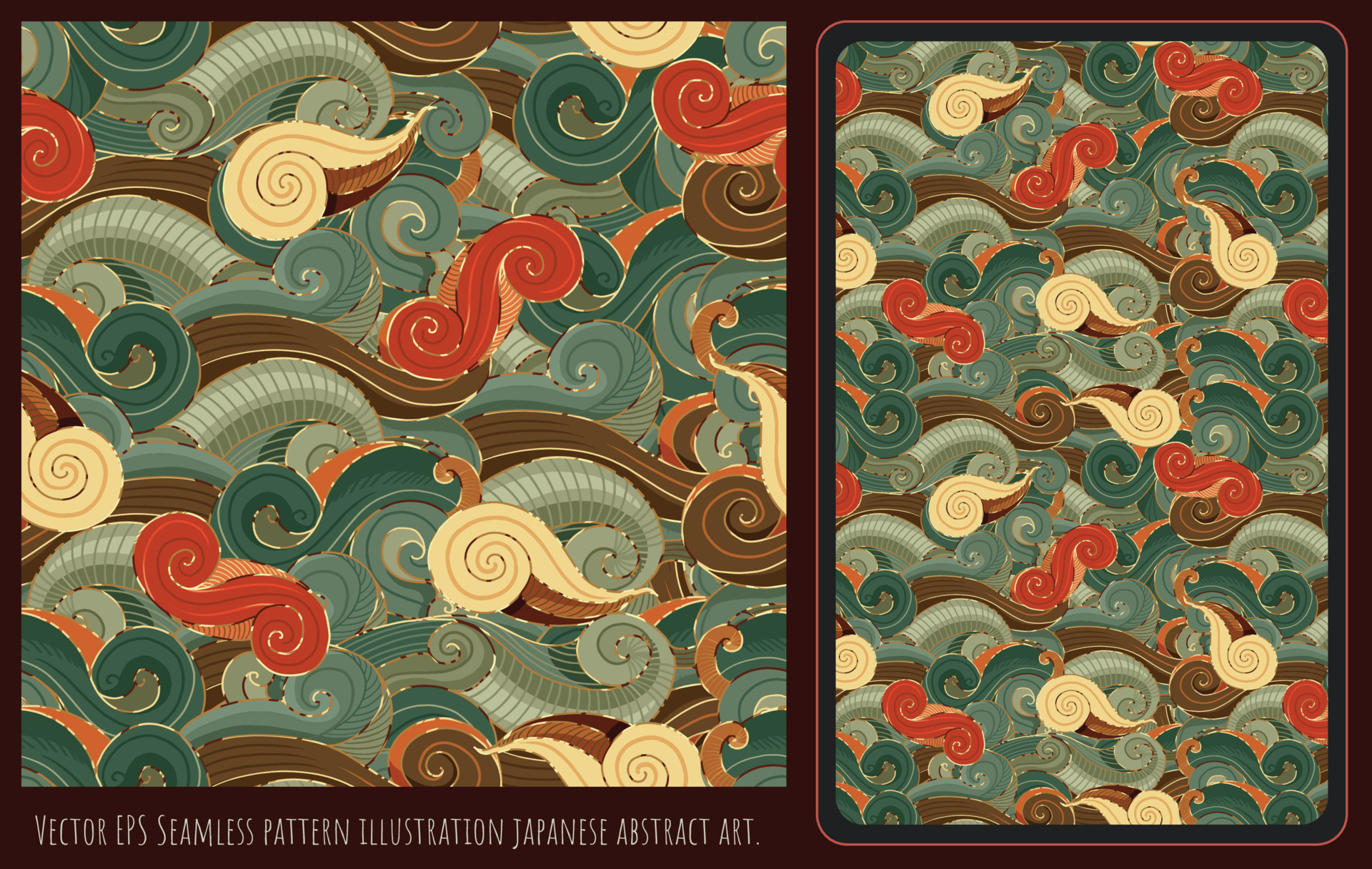Vector EPS Seamless pattern illustration japanese abstract art 04