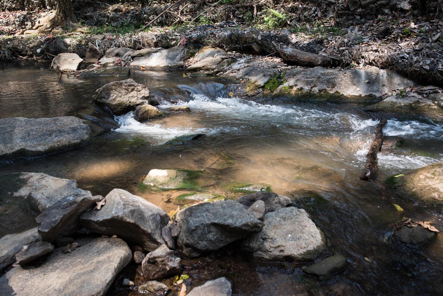 Waterfall in the nature and stone background photo