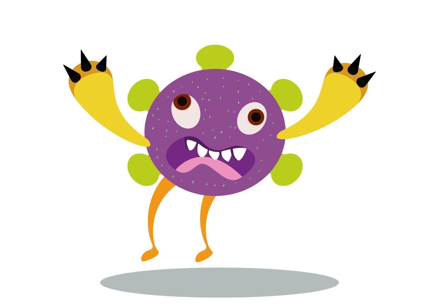 vector graphic of cute bacteria character running.