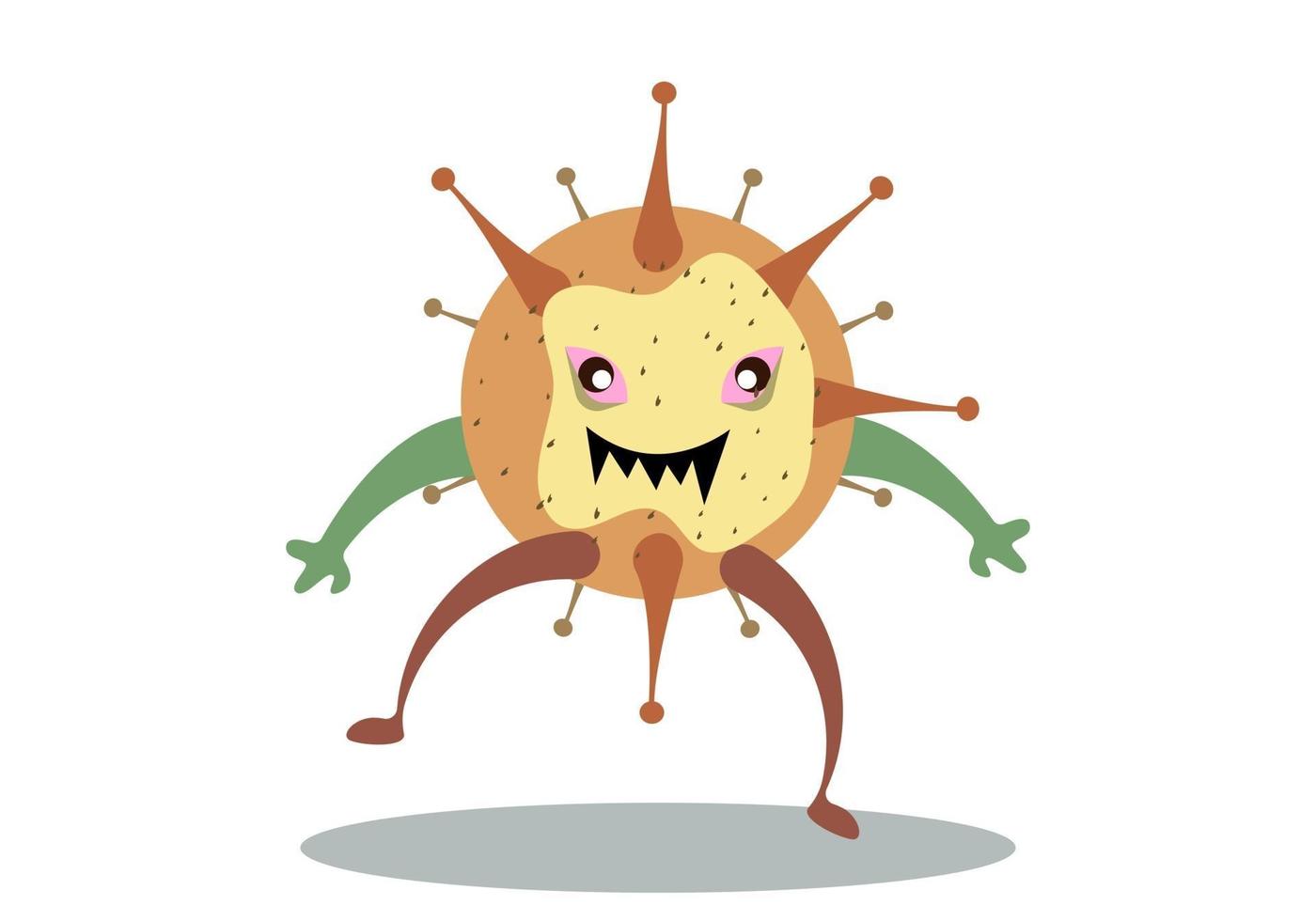 Illustration vector graphic of cute bacteria character running.