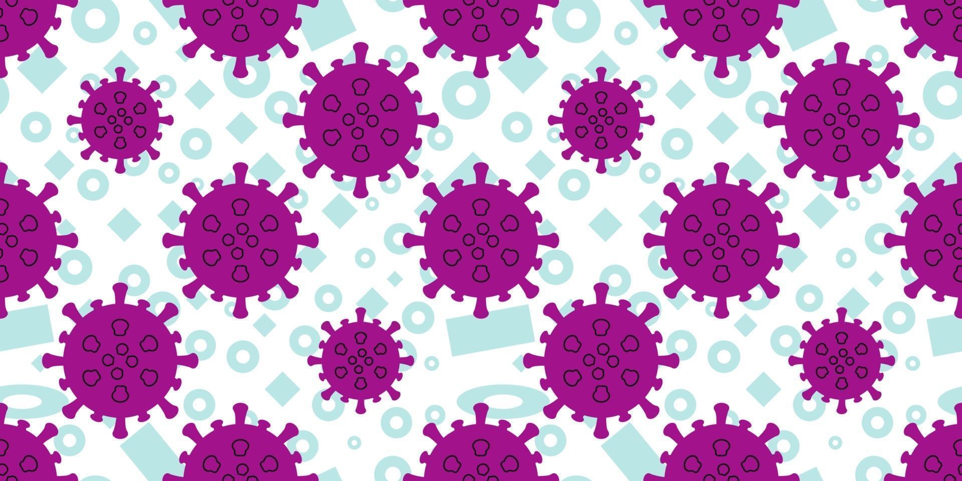 Seamless pattern of Virus Cell icon on memphis element background. vector