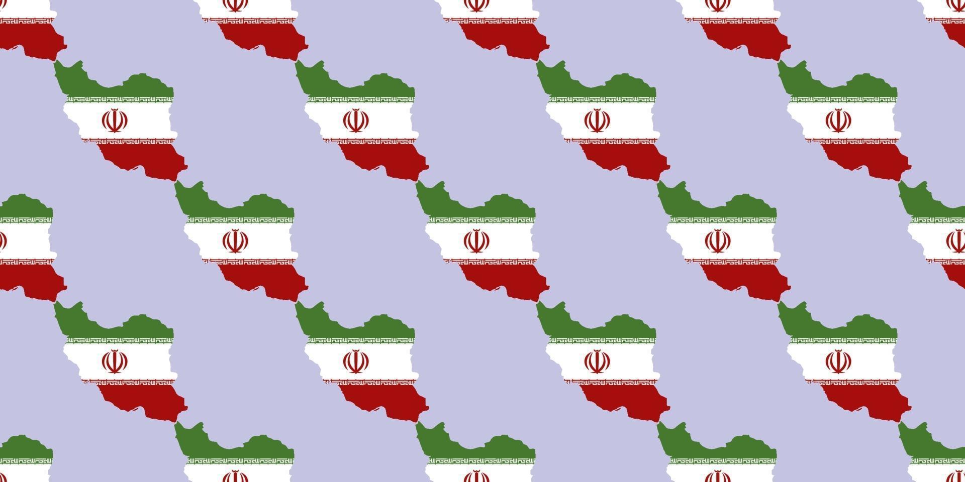 Seamless pattern of Map of Iran with flag isolated on blue background vector