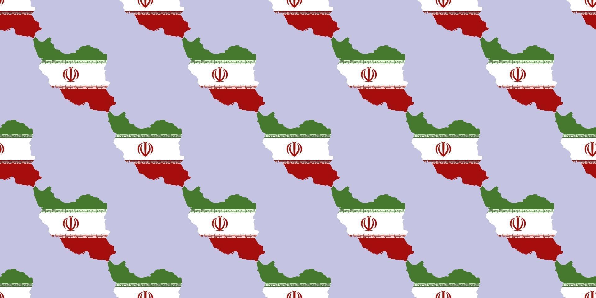 Seamless pattern of Map of Iran with flag isolated on blue background vector