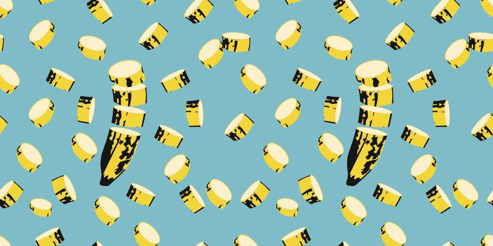 Seamless vector pattern of extra ripe bananas and sliced banana.
