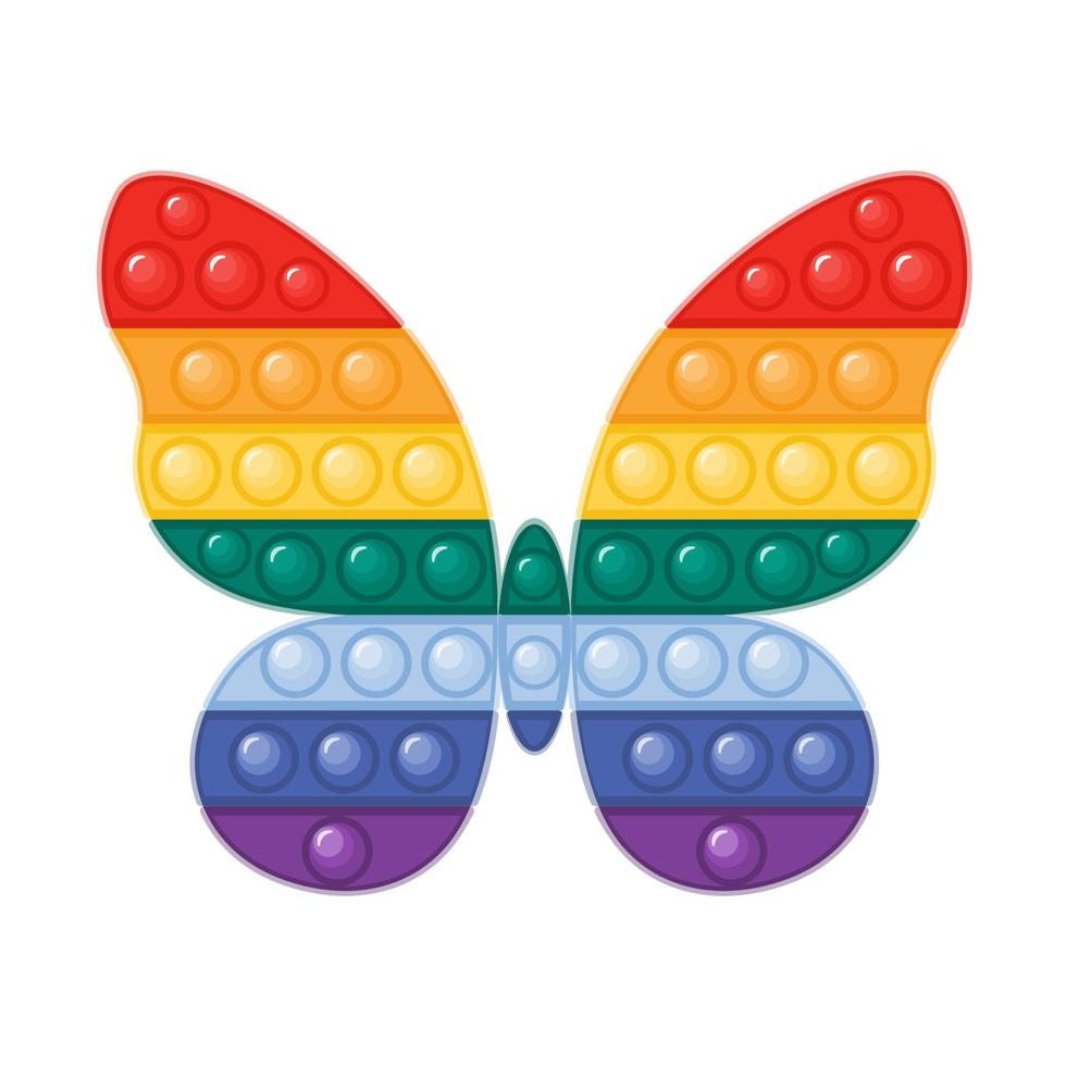 Pop it fidget toy butterfly shaped vector