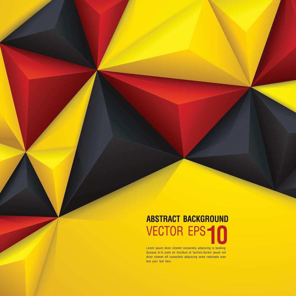 Yellow, red and black polygonal background vector