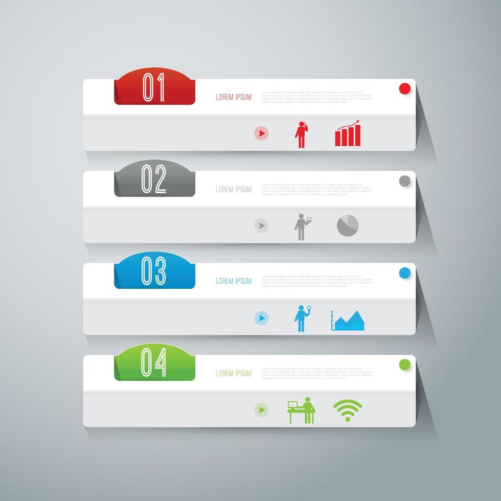 Paper art Infographics and icons with 4 steps vector