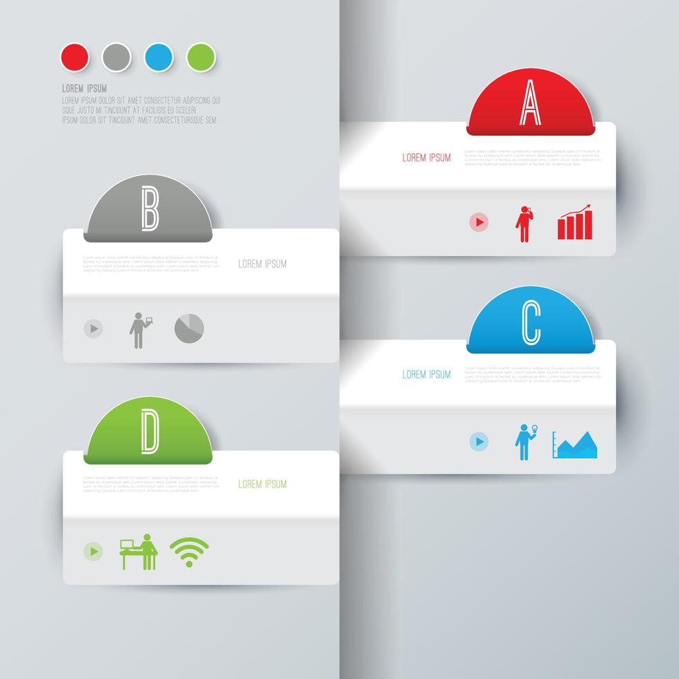 Infografías e iconos de arte en papel con 4 pasos. vector