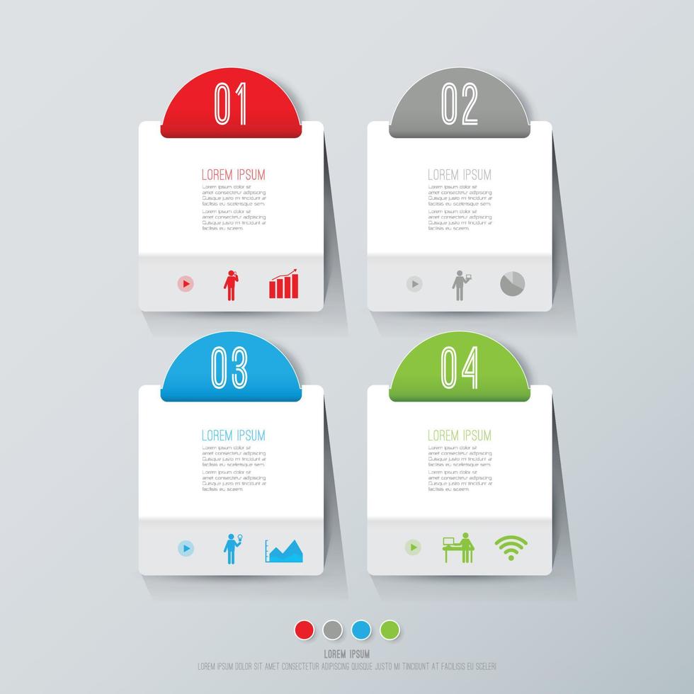 Paper art Infographics and icons with 4 steps vector