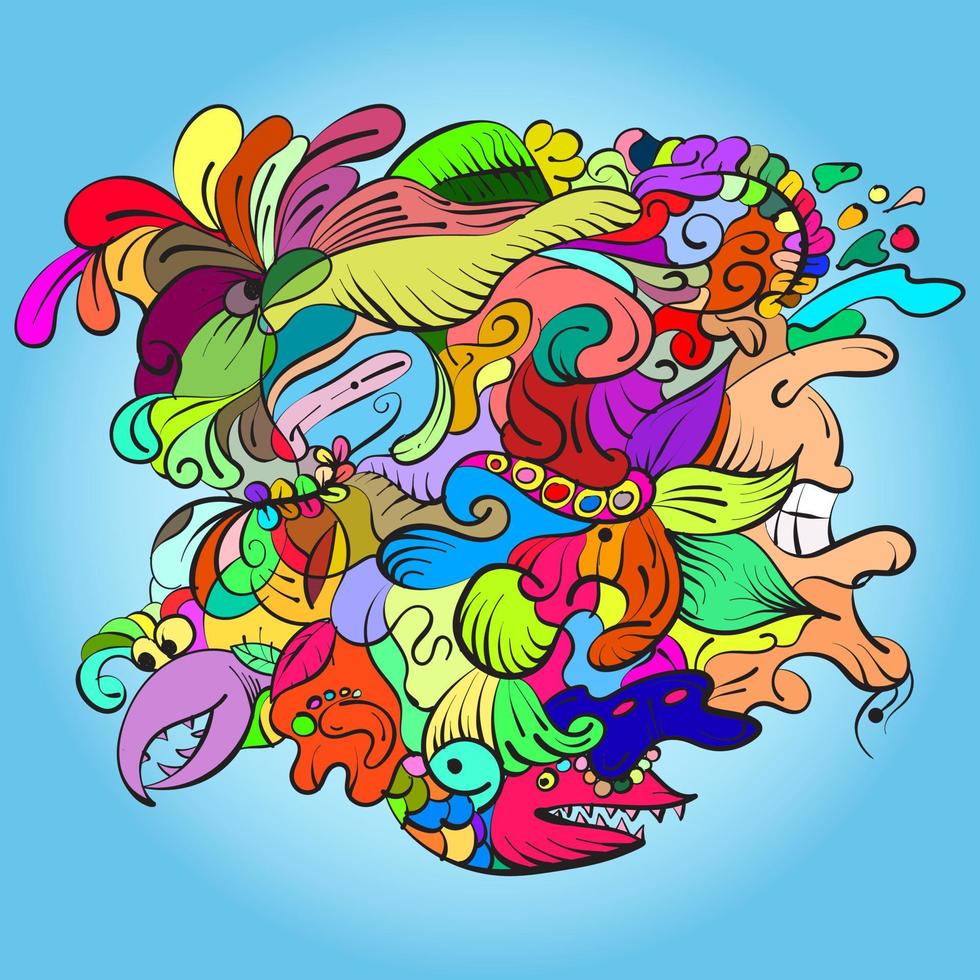 Colorful abstract doodle vector background. Design Template for Poster, banner, and fabric print