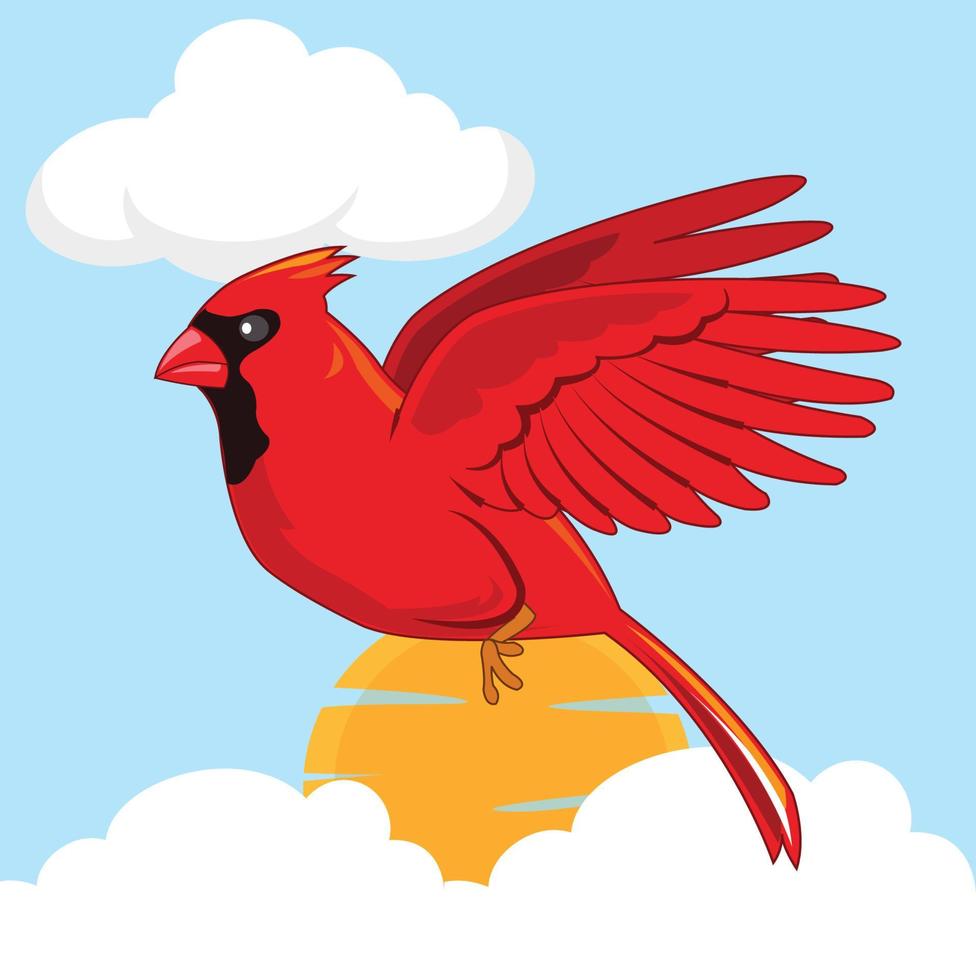 A Colourful Bird on Sky Background Pro Vector