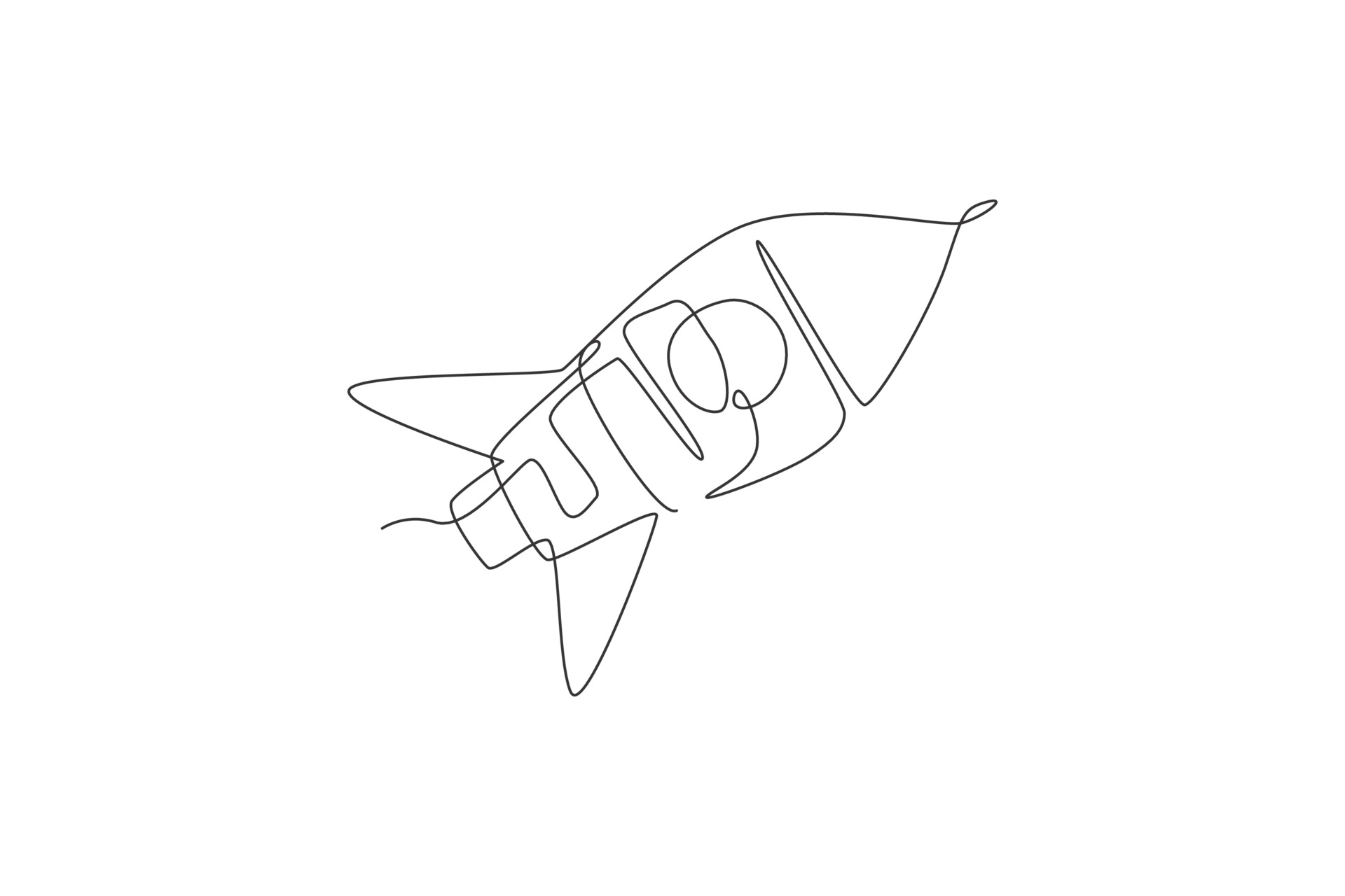 One single line drawing of simple vintage rocket takes off into the outer space vector graphic illustration. Exploration cosmos galactic with spaceship concept. Modern continuous line draw design 3480401 Vector Art at