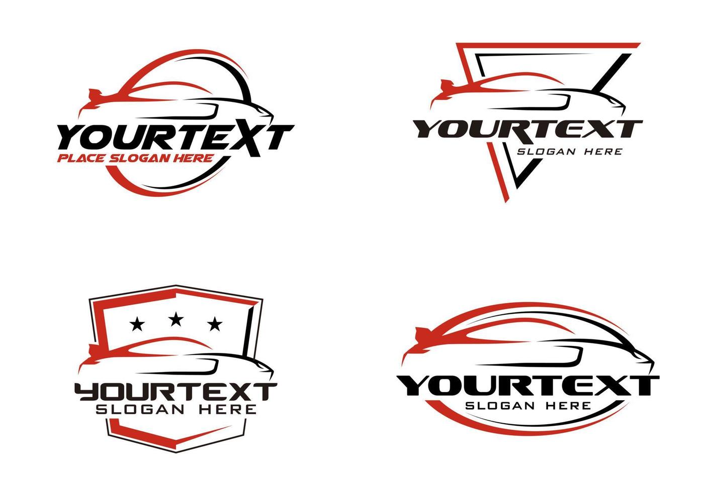 Vector Abstract Sport Car Silhouette Logo Set