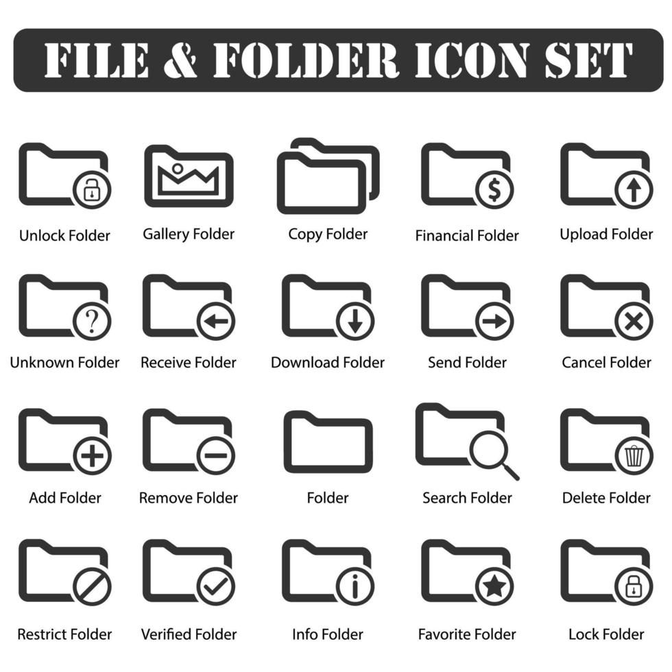 File And Folder icons set black 3480477 Vector Art at Vecteezy