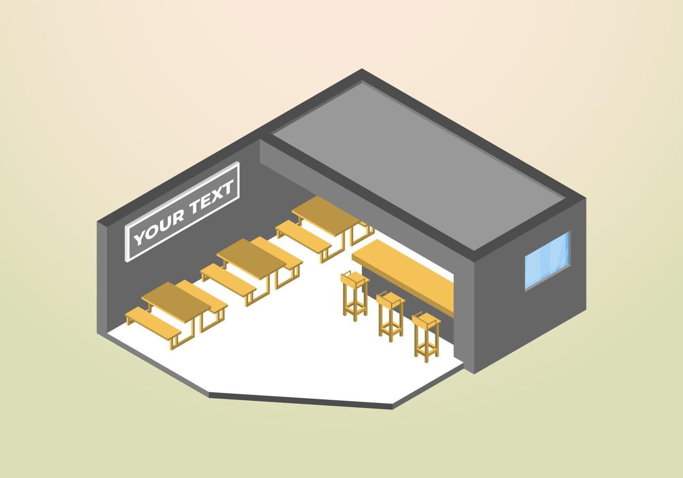 Diseño isométrico de cafetería o cafetería plantilla de vector