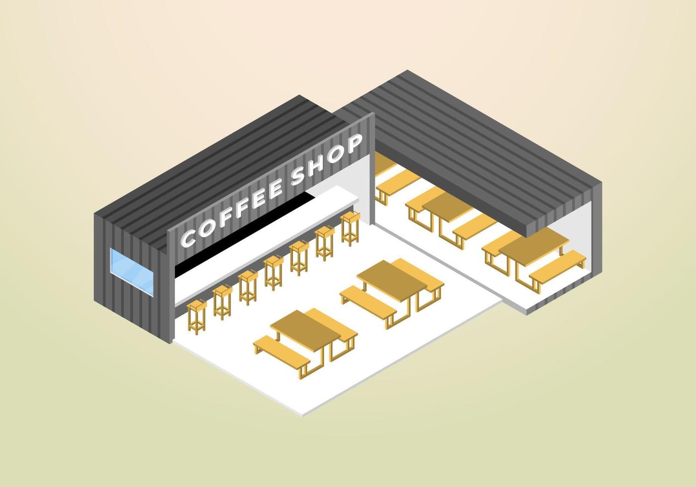 isometric design of cafe house or coffee shop vector template