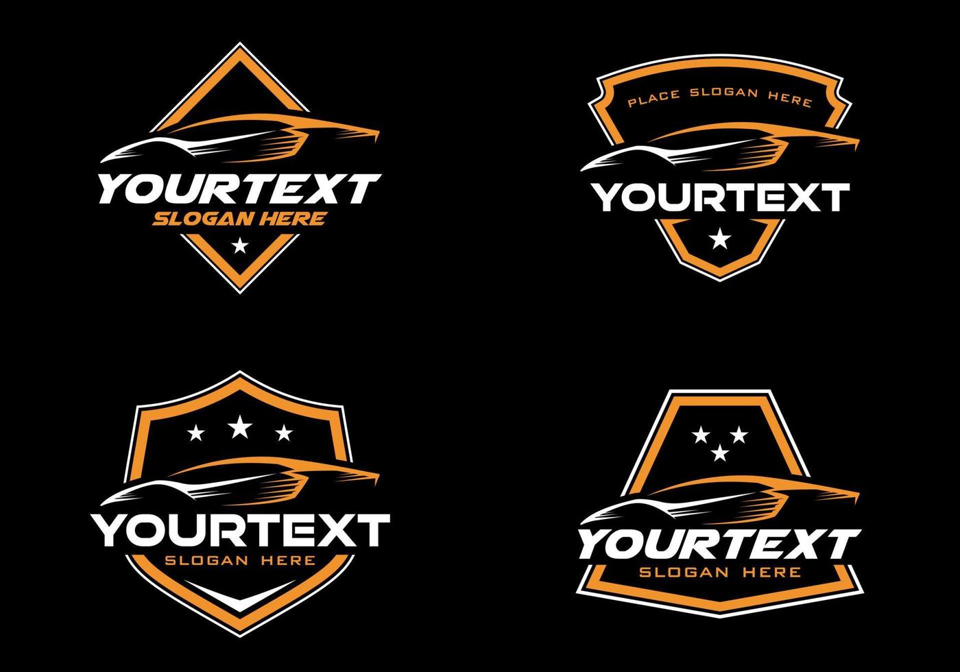 Vector Abstract Sport Car Silhouette Logo Set