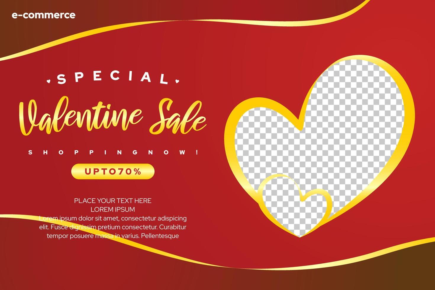 Valentine day sales promotion banner design suitable for social media post, brochure, poster, web banner etc. vector