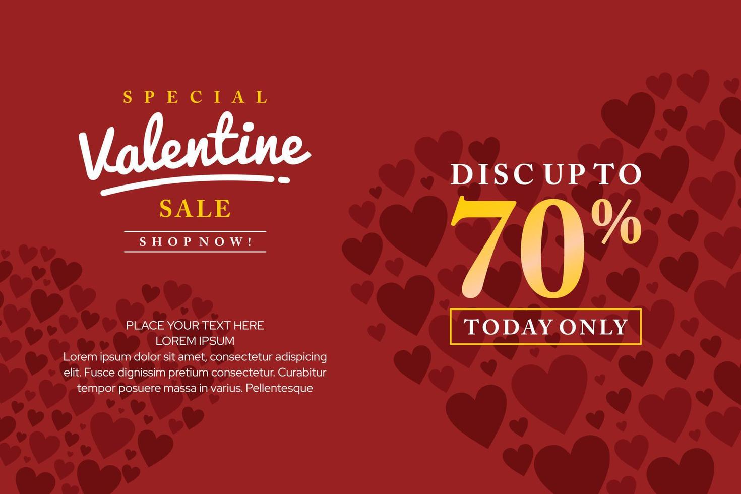 Valentine day sales promotion banner design suitable for social media post, brochure, poster, web banner etc. vector