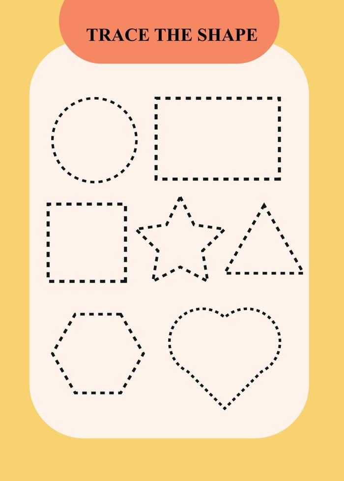 printable worksheet trace the shape vector