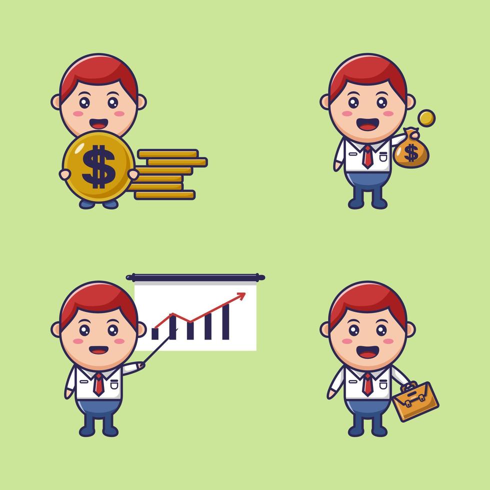 Set cute businessman vector