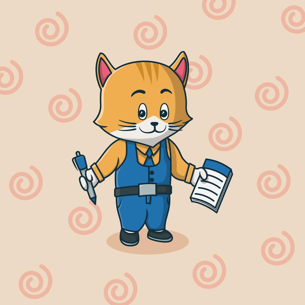 Cute cat with uniform vector