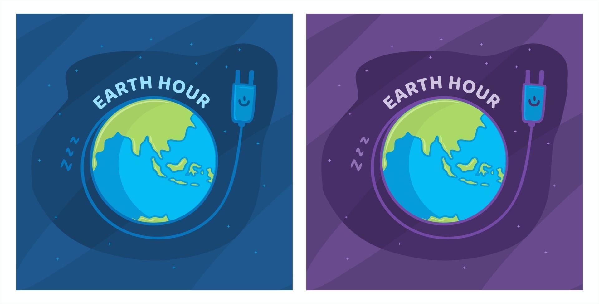 Set of Earth Hour banner design poster vector illustration.