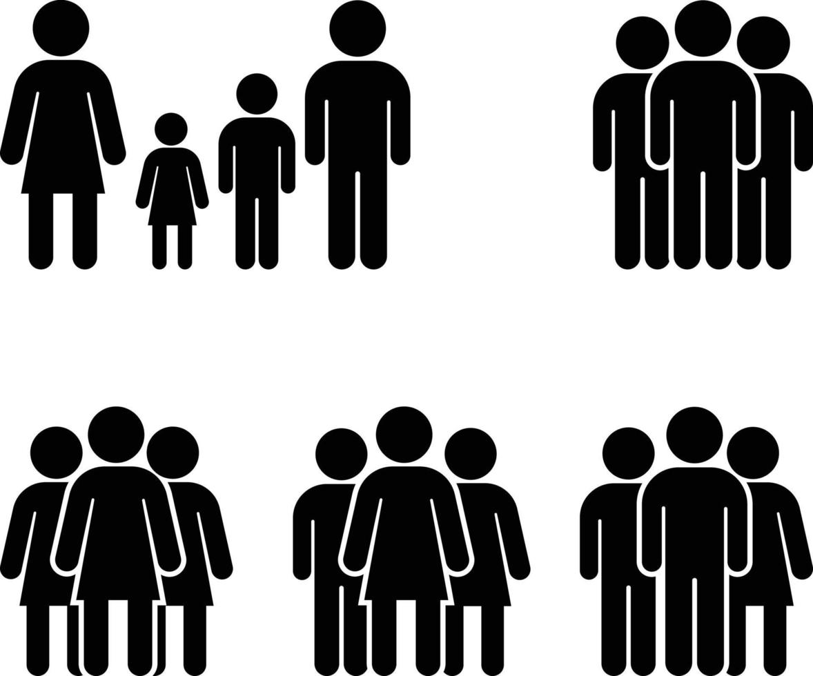 Business and Family Grouping People Illustration Icons Set vector