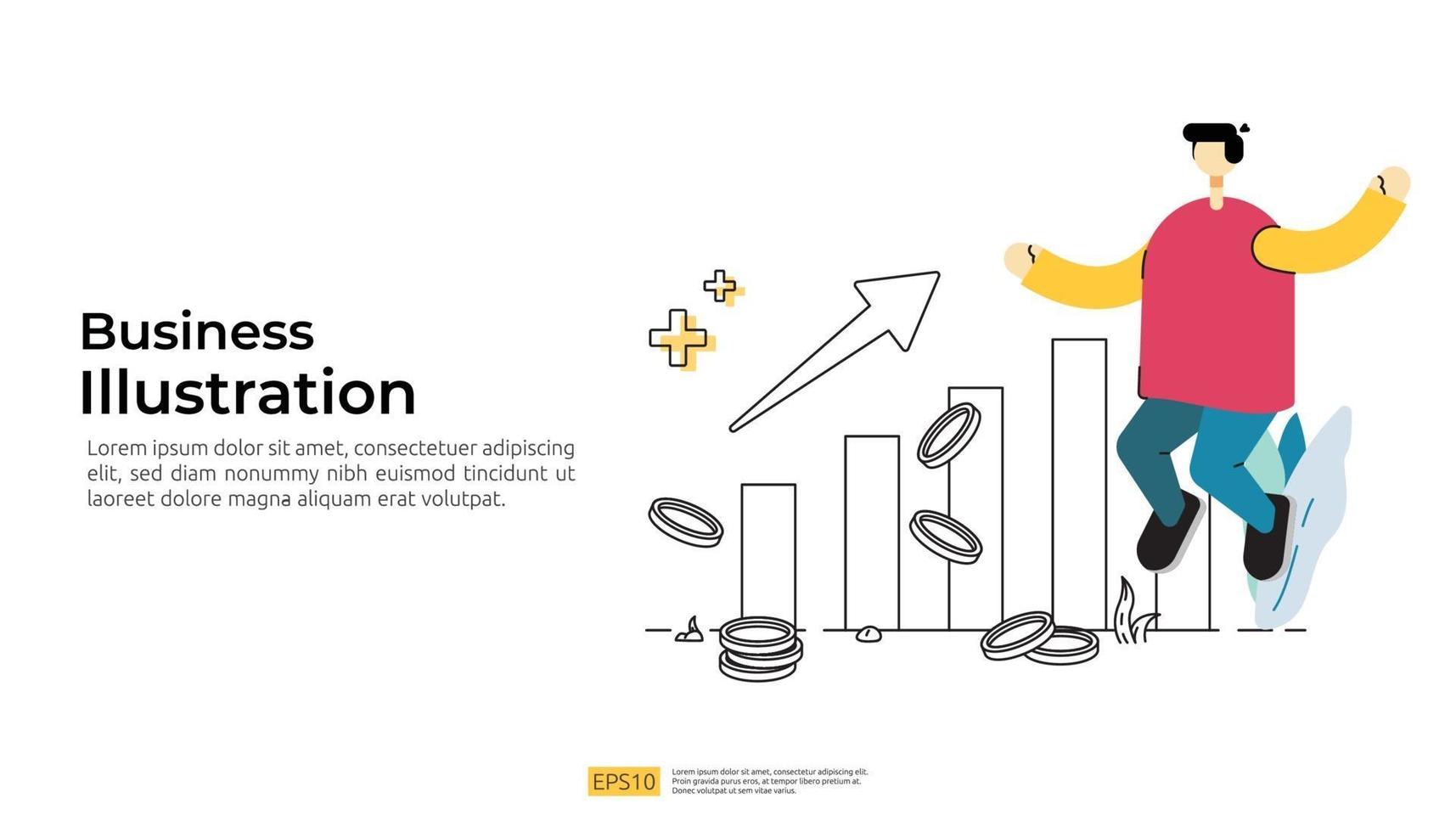 increase growth business profit with arrow up graph chart, dollar coin vector