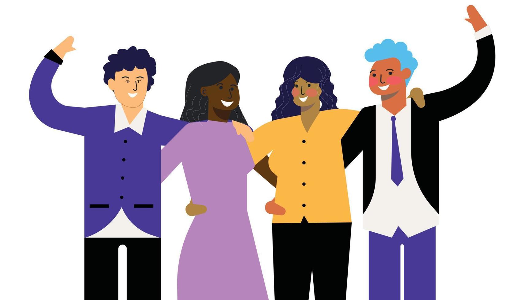 Cheerful Crowd of People of Different Nationalities, vector