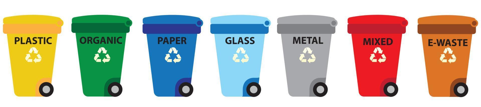 Recycling bins. Containers with separated garbage. vector