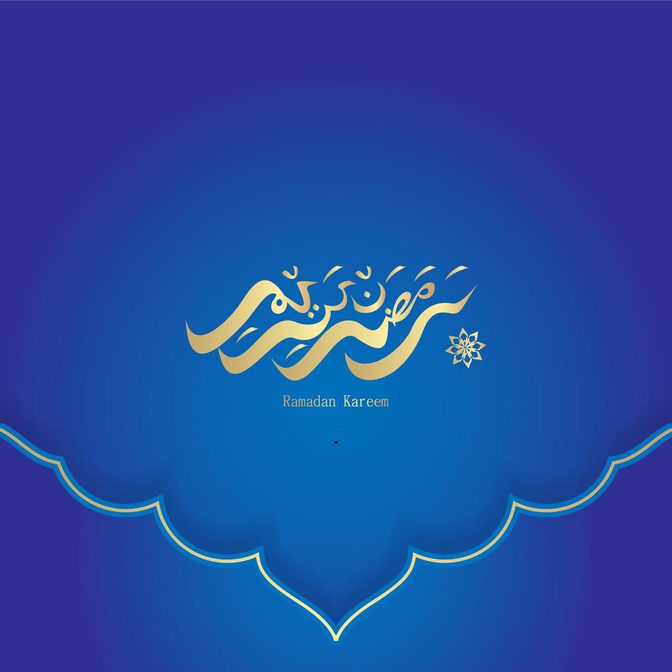 Ramadan kareem calligraphy design with blue background template. vector