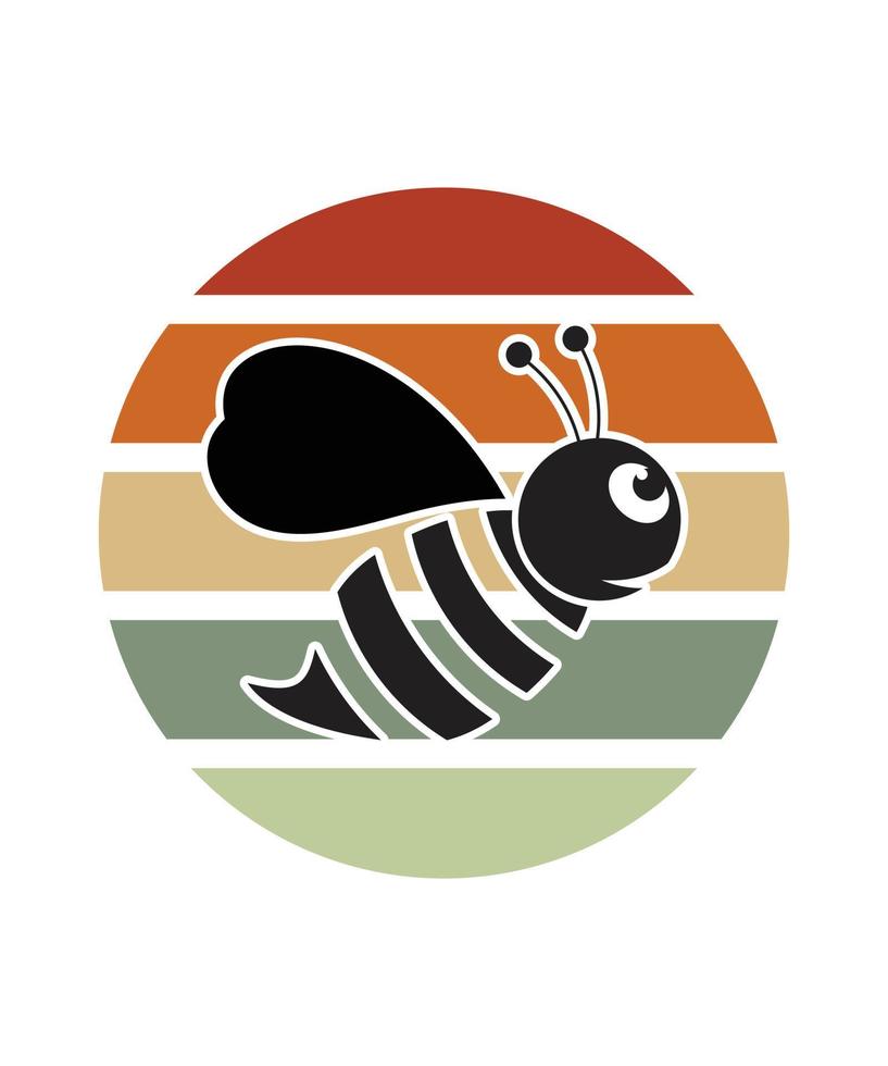 plantilla de diseño de puesta de sol retro de abejas vector