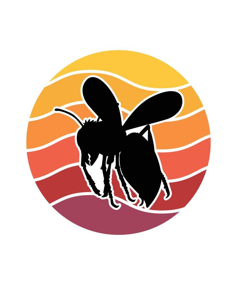 plantilla de diseño de puesta de sol retro de abejas vector