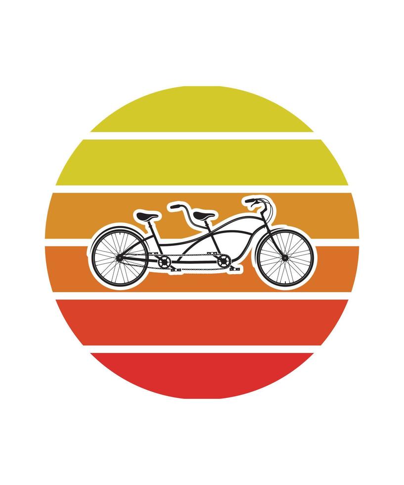 plantilla de diseño de puesta de sol retro bicicleta vector