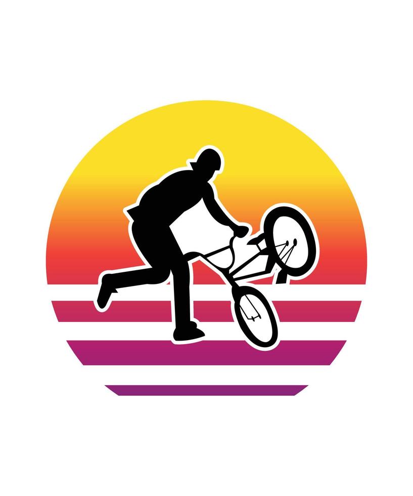 plantilla de diseño de puesta de sol retro bicicleta vector